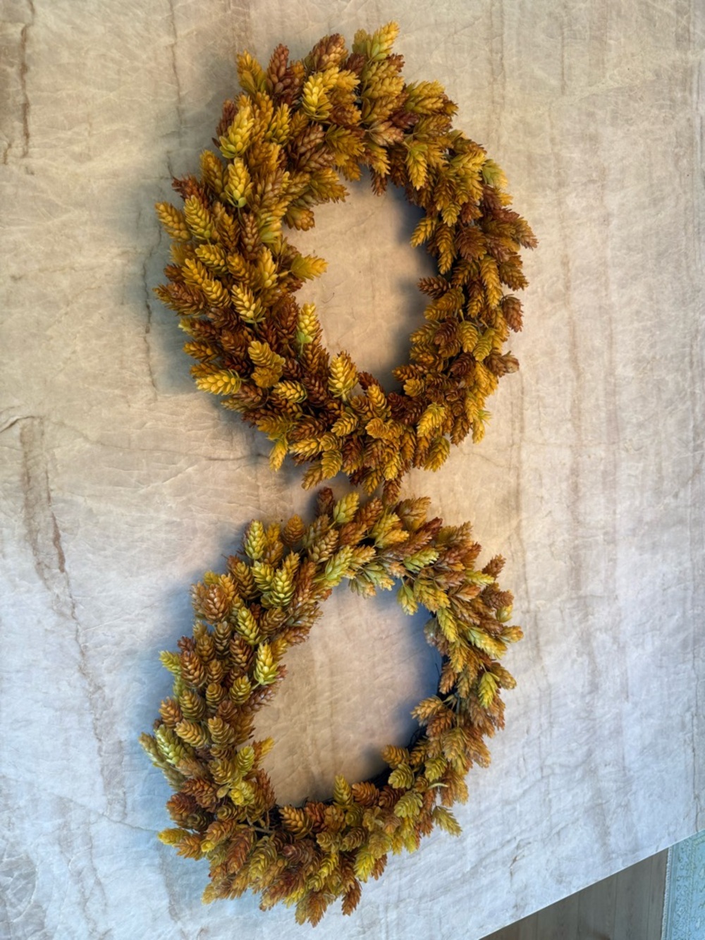 Pair of Autumn Harvest Decorative Fall Wreath - Golden Brown